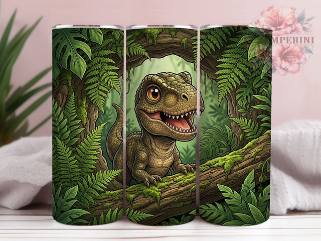 Baby T-Rex Jungle 20oz Tumbler, Baby T-Rex, T-Rex Jungle, Dinosaur Tumbler, 20oz Tumbler, Jungle Tumbler, Cute Dinosaur, Tumbler Wrap Sublimation Li Zamperini 