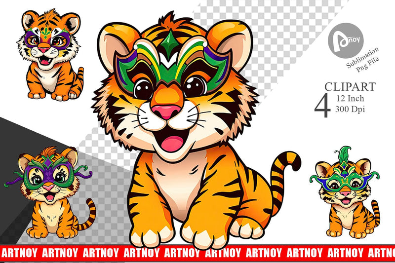 Baby Tiger Mardi Gras Clipart Sublimation artnoy 