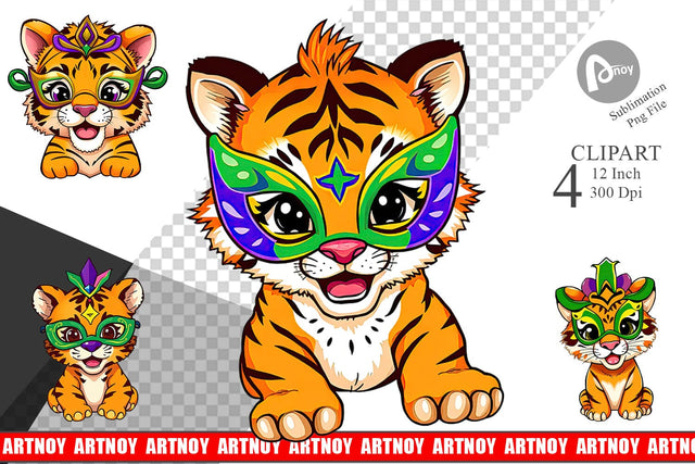 Baby Tiger Mardi Gras Clipart Sublimation artnoy 