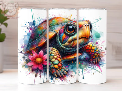 Baby Tortoise 20oz Tumbler Png, Straight & Tapered Tumbler Png, Tortoise Floral Tumbler Png, Digital Download PNG Sublimation Lara' s Designs 