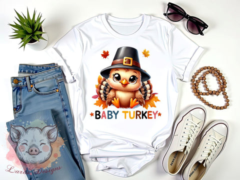 Baby Turkey Graphic, Thanksgiving PNG Files, Cute Turkey Design, Fall Decor Digital Download, Baby Animal Art, Thanksgiving Sublimation Files, Kids Thanksgiving Print, Adorable Sublimation Lara' s Designs 