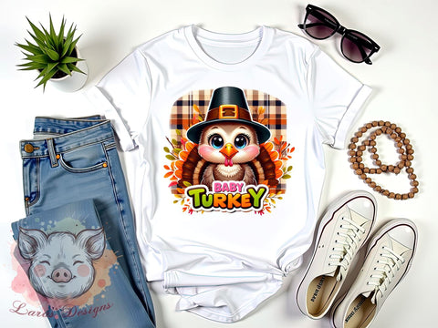 Baby Turkey Graphic, Thanksgiving PNG Files, Cute Turkey Design, Fall Decor Digital Download, Baby Animal Art, Thanksgiving Sublimation Files, Kids Thanksgiving Print, Adorable Sublimation Lara' s Designs 