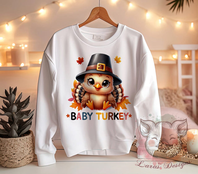 Baby Turkey Graphic, Thanksgiving PNG Files, Cute Turkey Design, Fall Decor Digital Download, Baby Animal Art, Thanksgiving Sublimation Files, Kids Thanksgiving Print, Adorable Sublimation Lara' s Designs 