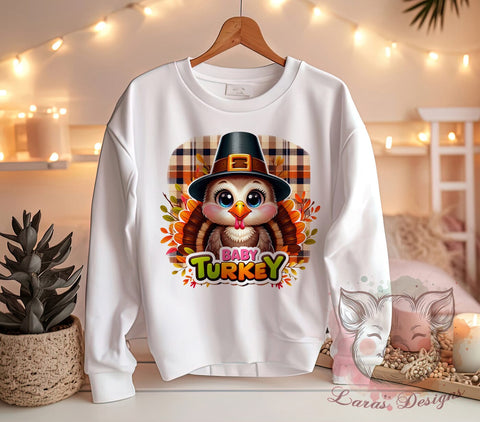 Baby Turkey Graphic, Thanksgiving PNG Files, Cute Turkey Design, Fall Decor Digital Download, Baby Animal Art, Thanksgiving Sublimation Files, Kids Thanksgiving Print, Adorable Sublimation Lara' s Designs 
