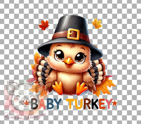 Baby Turkey Graphic, Thanksgiving PNG Files, Cute Turkey Design, Fall Decor Digital Download, Baby Animal Art, Thanksgiving Sublimation Files, Kids Thanksgiving Print, Adorable Sublimation Lara' s Designs 