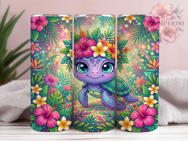 Baby Turtle Hibiscus 20oz Tumbler, Baby Turtle, Turtle Hibiscus, Hibiscus Tumbler, 20oz Tumbler, Cute Turtle, Tropical Tumbler, Tumbler Wrap Sublimation Li Zamperini 