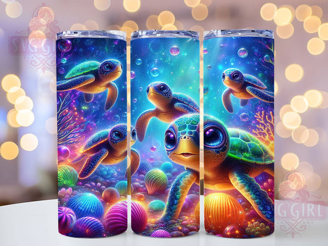 Baby Turtle Ocean Glitter Tumbler, Ocean Glitter Cup, Sea Life Tumbler, 20oz Tumbler Wrap, Beach Sublimation, Cute Turtle Mug, Sparkle Tumbler Design Sublimation SvggirlplusArt 