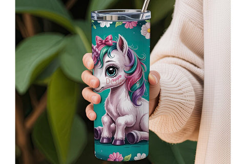 Baby Unicorn Floral 20oz Tumbler Wrap Sublimation DesignSVG 