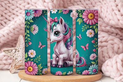 Baby Unicorn Floral 20oz Tumbler Wrap Sublimation DesignSVG 