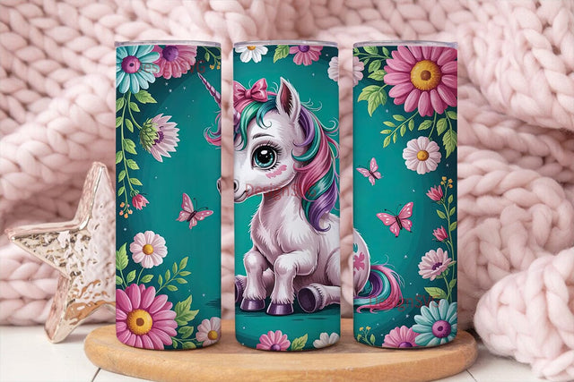 Baby Unicorn Floral 20oz Tumbler Wrap Sublimation DesignSVG 