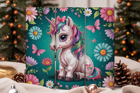 Baby Unicorn Floral 20oz Tumbler Wrap Sublimation DesignSVG 