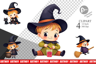 Baby Witch Halloween Clipart Sublimation artnoy 