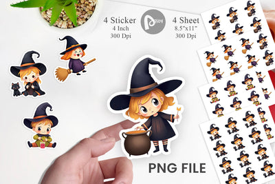 Baby Witch Halloween Sticker Sublimation artnoy 