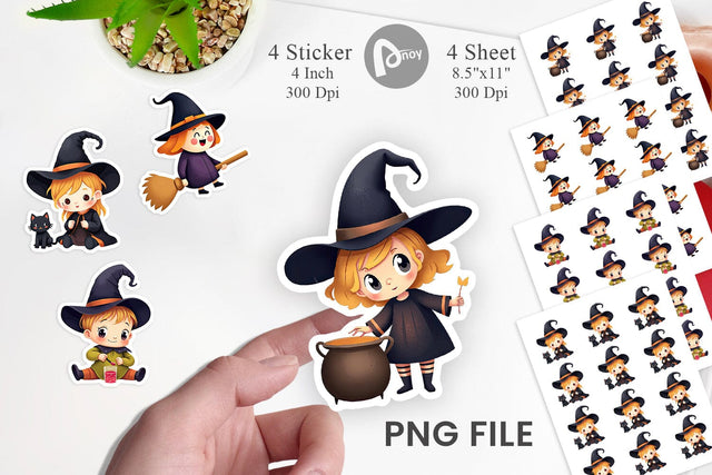Baby Witch Halloween Sticker Sublimation artnoy 
