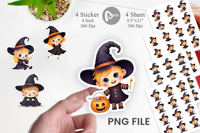 Baby Witch Halloween Sticker Sublimation artnoy 