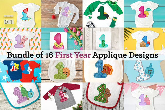 Baby Year of Firsts Collection 1 Applique Embroidery Bundle Embroidery/Applique DESIGNS Designed by Geeks 