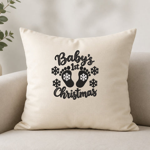 Baby’s 1st Christmas Embroidery Design – First Christmas Baby Footprints Snowflake Machine Embroidery File Embroidery/Applique DESIGNS PatternFeed8 