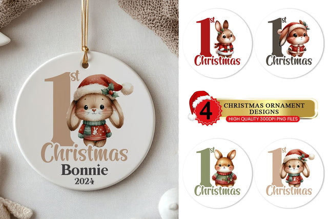 Baby’s 1st Christmas Ornament - Bunny Bundle Sublimation BijouBay 