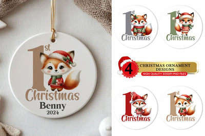 Baby’s 1st Christmas Ornament - Fox Bundle Sublimation BijouBay 