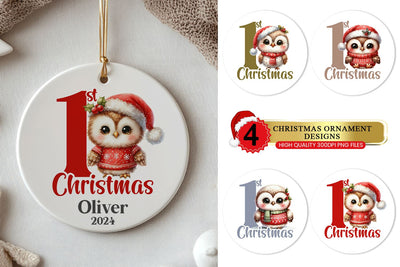 Baby’s 1st Christmas Ornament - Owl Bundle Sublimation BijouBay 