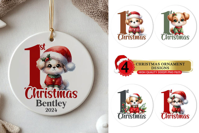 Baby’s 1st Christmas Ornament - Puppy Bundle Sublimation BijouBay 