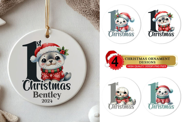 Baby’s 1st Christmas Ornament - Seal Bundle Sublimation BijouBay 