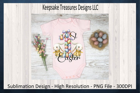 Baby's 1st Easter PNG, First Easter Sublimation PNG, Easter Bunny PNG Sublimation, Digital Download, PNG Printable Sublimation Keepsake Treasures Designs LLC. 
