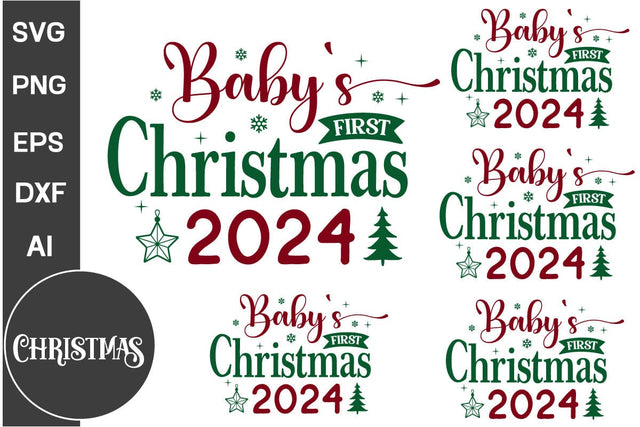 Baby's First Christmas 2024 Round Sign SVG Design, Farmhouse Christmas Round Sign SVG Design, Christmas SVG Design, SVGs, Food & Drink, Print & Cut, Quotes and Sayings SVG DesignPlante 503 
