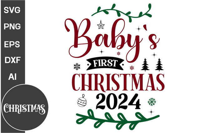 Baby's First Christmas 2024 Round Sign SVG Design,Farmhouse Christmas Round Sign SVG Design, Christmas SVG Design, SVGs, Food & Drink, Print & Cut, Quotes and Sayings SVG DesignPlante 503 
