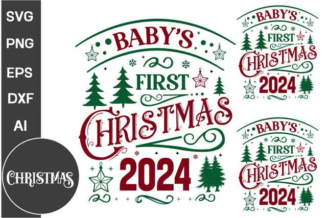 Baby's First Christmas 2024 Round Sign SVG Design,Farmhouse Christmas Round Sign SVG Design, Christmas SVG Design, SVGs, Food & Drink, Print & Cut, Quotes and Sayings SVG DesignPlante 503 
