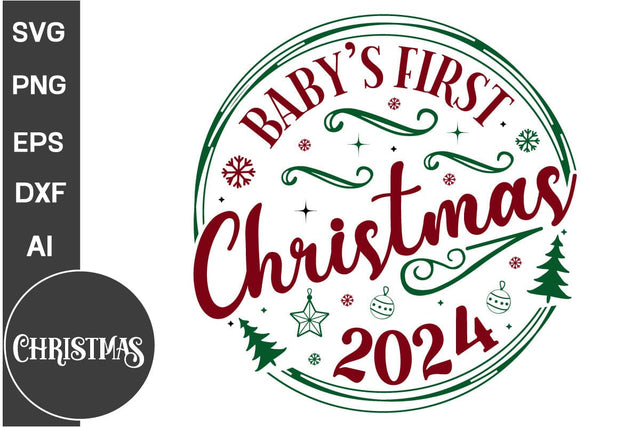 Baby's First Christmas 2024 Round Sign SVG Design,Farmhouse Christmas Round Sign SVG Design, Christmas SVG Design, SVGs, Food & Drink, Print & Cut, Quotes and Sayings SVG DesignPlante 503 