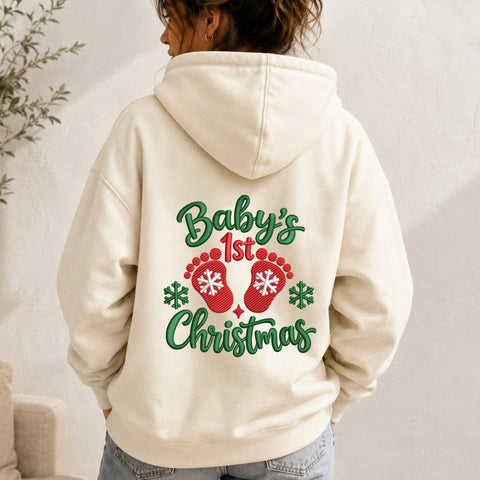 Baby's First Christmas Embroidery Design – Baby Footprints Snowflakes Christmas Machine Embroidery File Embroidery/Applique DESIGNS PatternFeed8 