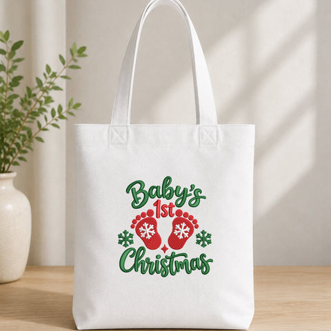 Baby's First Christmas Embroidery Design – Baby Footprints Snowflakes Christmas Machine Embroidery File Embroidery/Applique DESIGNS PatternFeed8 