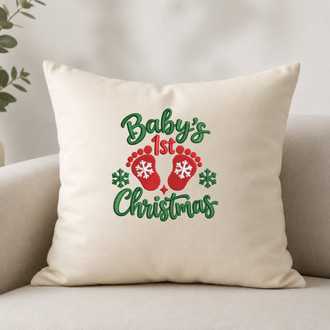Baby's First Christmas Embroidery Design – Baby Footprints Snowflakes Christmas Machine Embroidery File Embroidery/Applique DESIGNS PatternFeed8 