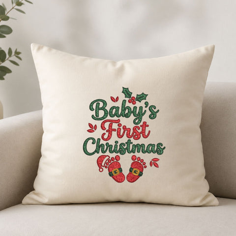 Baby’s First Christmas Machine Embroidery Design – Baby Footprints Christmas Embroidery File Embroidery/Applique DESIGNS PatternFeed8 