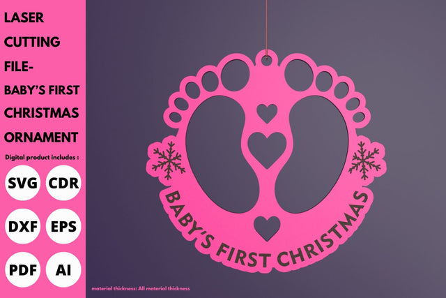 Baby's First Christmas Ornament, Heart | laser cut file | svg paper cut | cricut | glowforge file SVG tofigh4lang 