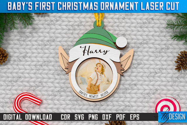 Baby's First Christmas Ornament Laser Cut | Christmas Tree Toy | Christmas Décor | Holidays | Personalized Hanging Tree Toy | CNC File SVG Fly Design 