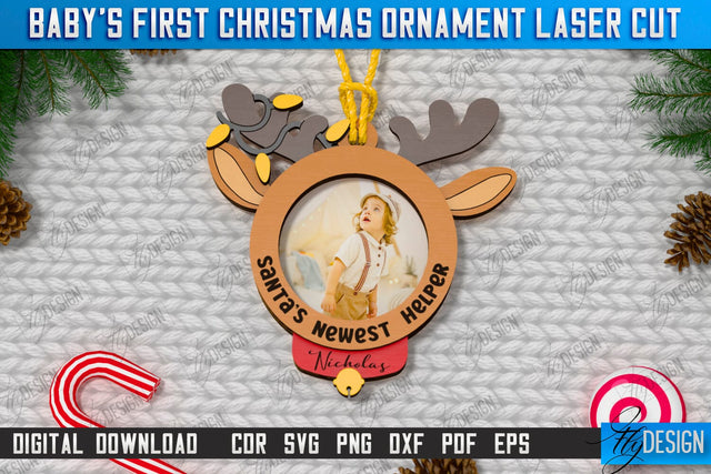 Baby's First Christmas Ornament Laser Cut | Christmas Tree Toy | Christmas Décor | Holidays | Personalized Hanging Tree Toy | CNC File SVG Fly Design 