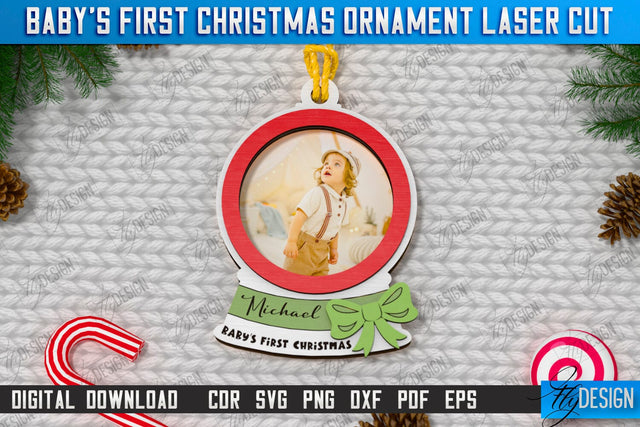 Baby's First Christmas Ornament Laser Cut | Christmas Tree Toy | Christmas Décor | Holidays | Personalized Hanging Tree Toy | CNC File SVG Fly Design 