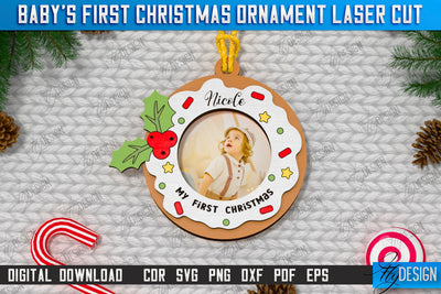 Baby's First Christmas Ornament Laser Cut | Christmas Tree Toy | Christmas Décor | Holidays | Personalized Hanging Tree Toy | CNC File SVG Fly Design 