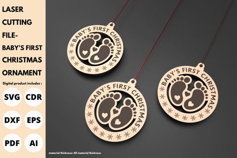 Baby's First Christmas Ornament | laser cut file | svg paper cut | cricut | glowforge file SVG tofigh4lang 