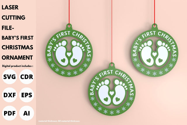 Baby's First Christmas Ornament | laser cut file | svg paper cut | cricut | glowforge file SVG tofigh4lang 