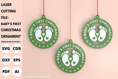 Baby's First Christmas Ornament | laser cut file | svg paper cut | cricut | glowforge file SVG tofigh4lang 