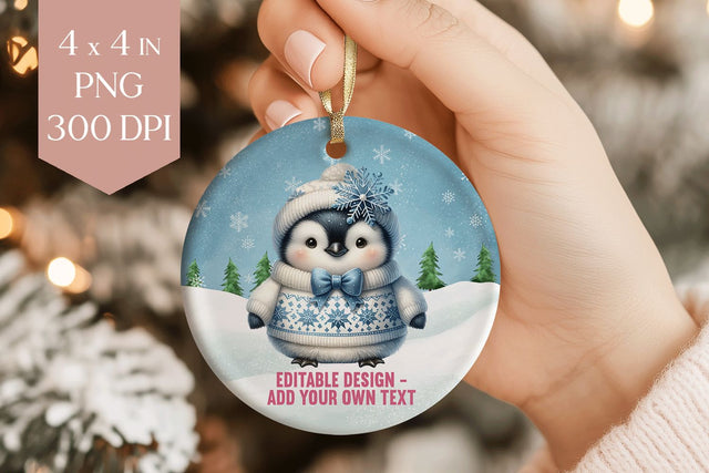 Baby’s First Christmas Ornament PNG, Blue Penguin Clipart Sublimation BijouBay 