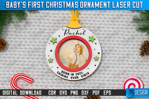 Baby's First Christmas Ornaments Laser Cut Bundle | Christmas Tree Toys | Christmas Décor | Holidays | Personalized Hanging Tree Toys | CNC Files SVG Fly Design 