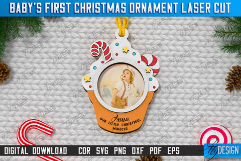 Baby's First Christmas Ornaments Laser Cut Bundle | Christmas Tree Toys | Christmas Décor | Holidays | Personalized Hanging Tree Toys | CNC Files SVG Fly Design 