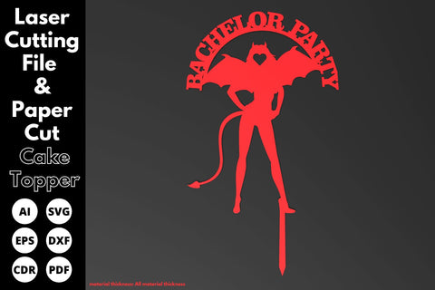 bachelor party devil topper | paper cut | svg laser cut Glowforge SVG tofigh4lang 