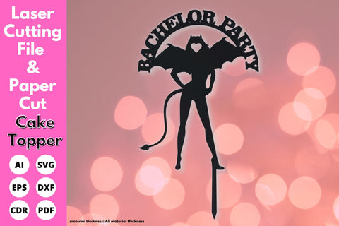 bachelor party devil topper | paper cut | svg laser cut Glowforge SVG tofigh4lang 