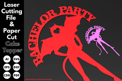 bachelor party devil topper | paper cut | svg laser cut Glowforge SVG tofigh4lang 