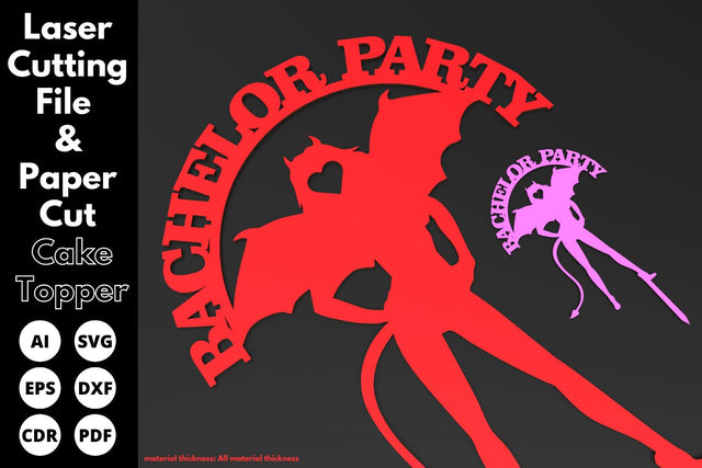 bachelor party devil topper | paper cut | svg laser cut Glowforge SVG tofigh4lang 